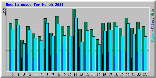 Hourly usage for March 2011